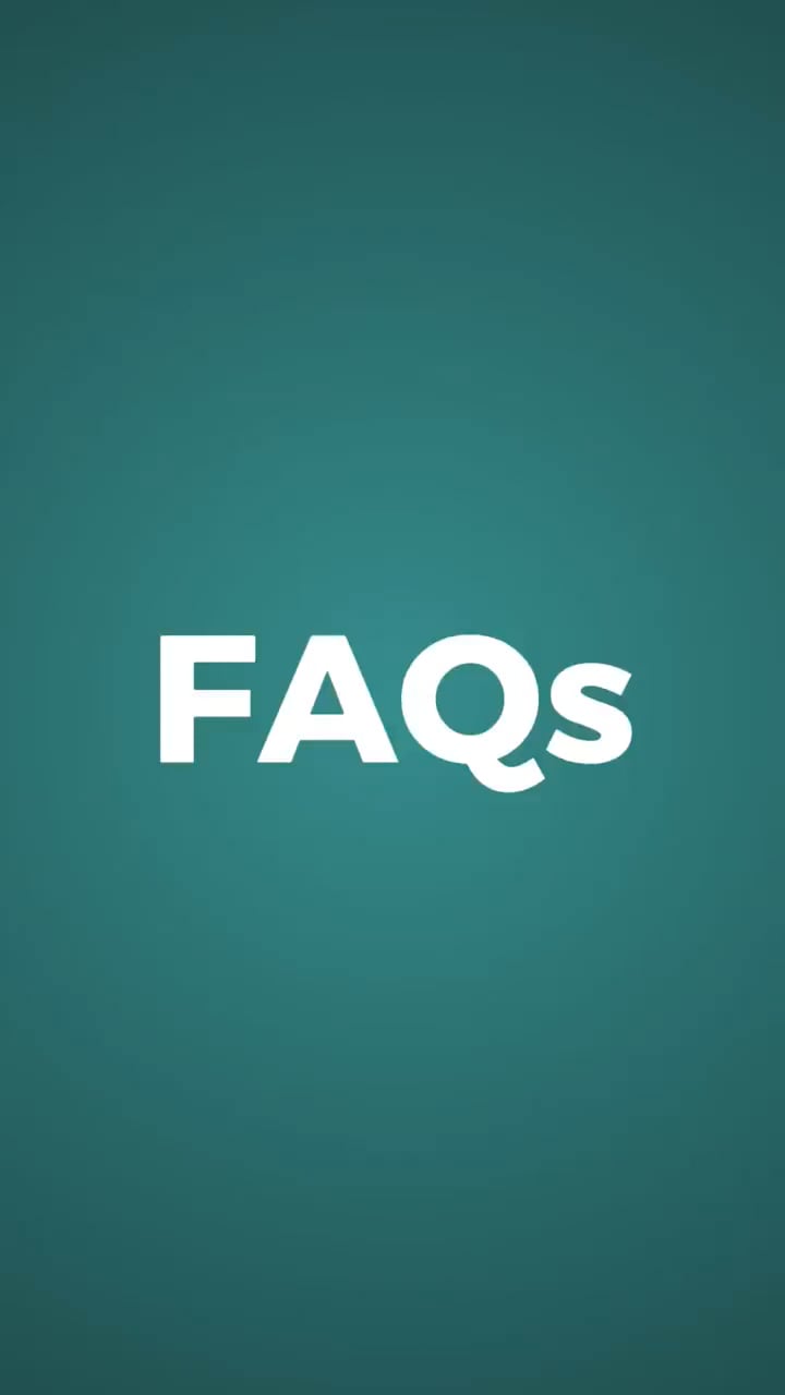 FAQs header on a teal gradient background (informational title)